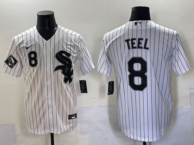 Men 2025 Chicago White Sox #8 Teel White Stripe Game Nike MLB Jersey style 10->chicago white sox->MLB Jersey